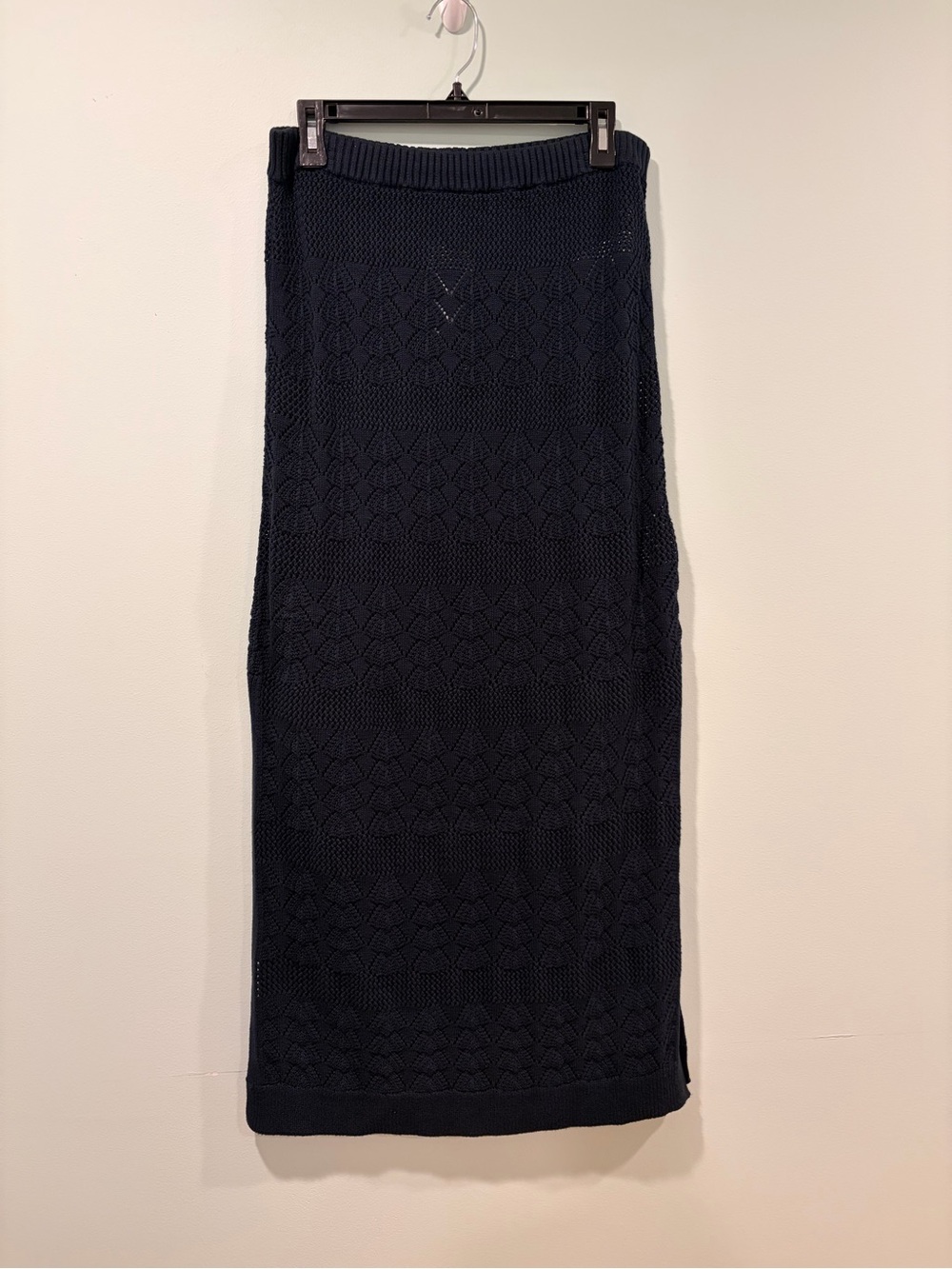 NWT Splendid Navy Knit Maxi Skirt Textured Pattern M - Picture 4 of 10